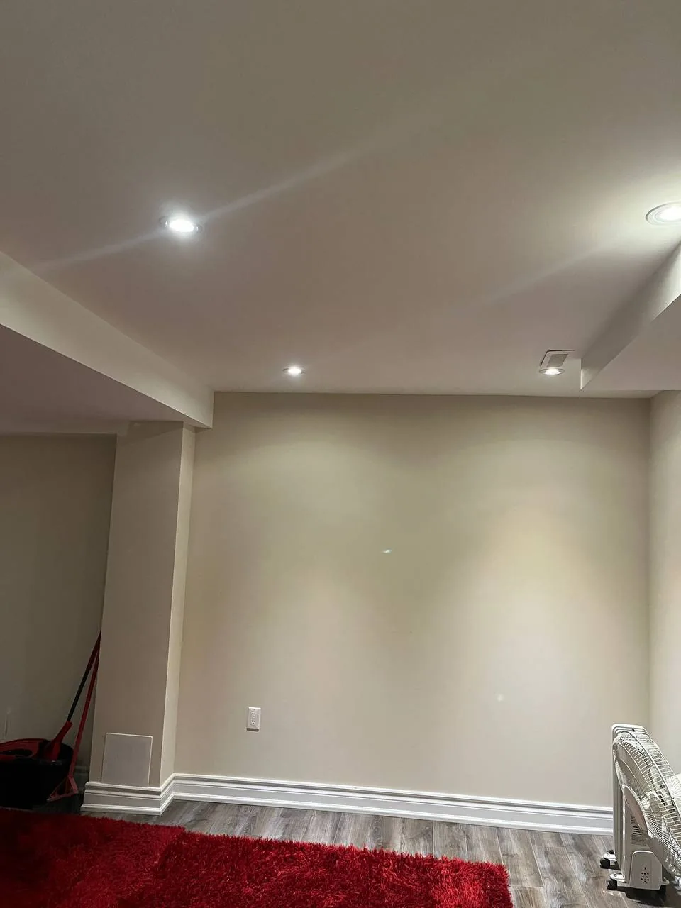 Same ceiling fully repaired, plastered, and painted